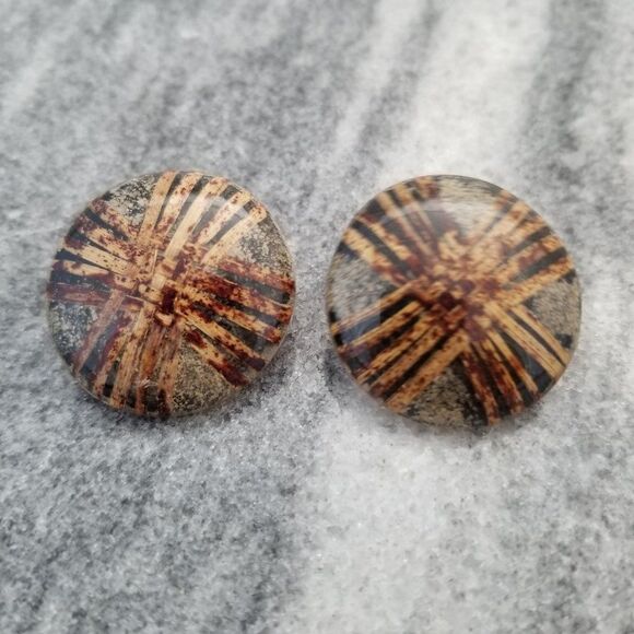 Vintage Retro Neutral Tone Post Earrings, Round, Estate - Picture 1 of 5